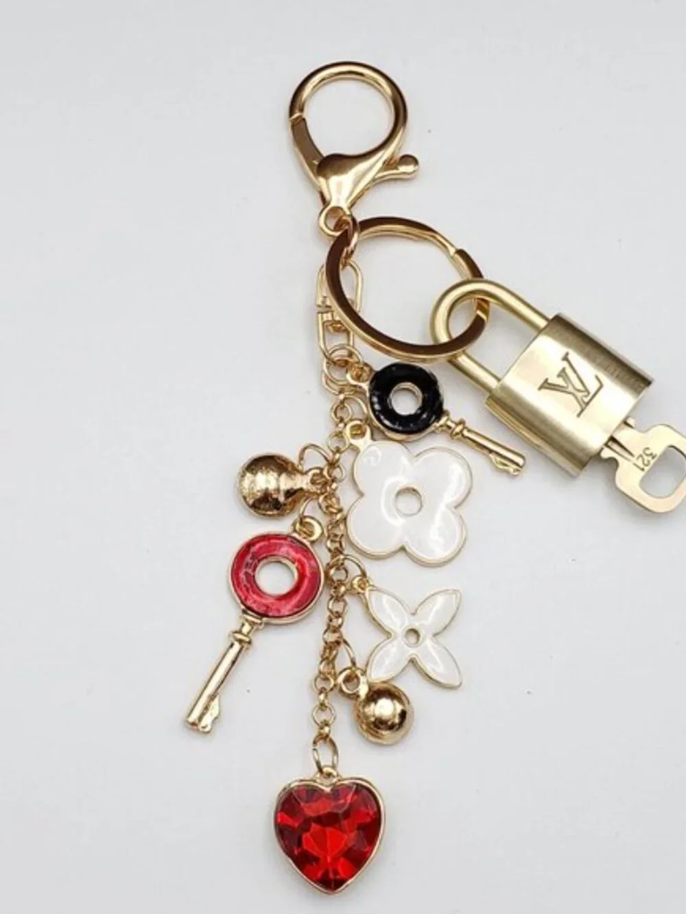 Authentic Louis Vuitton Gold Padlock 🔒 Shiny LV Key + Unbranded Bag Charm